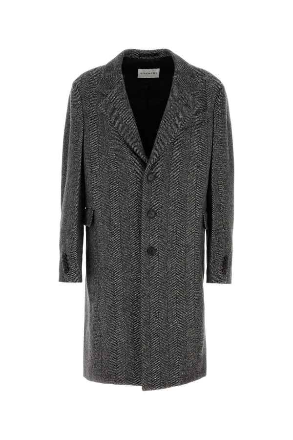 Givenchy Notch Exterior: 80% Wool 20% Nylon; Lining: 100% Viscose coat in gray
