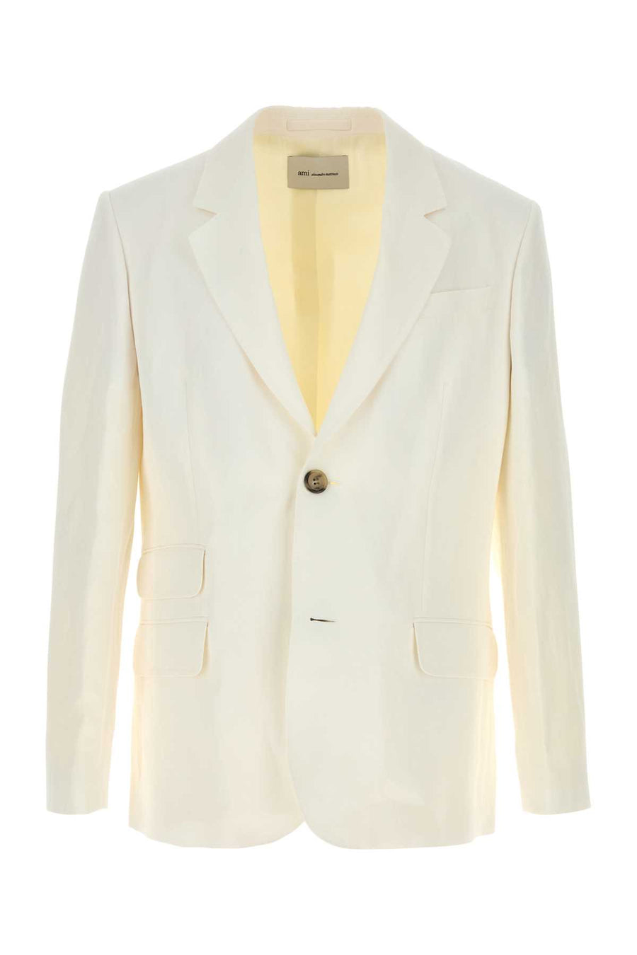 AMI Paris Single Exterior: 54% Viscose 46% Linen; Lining: 50% Polyester 50% Cotton blazer in white