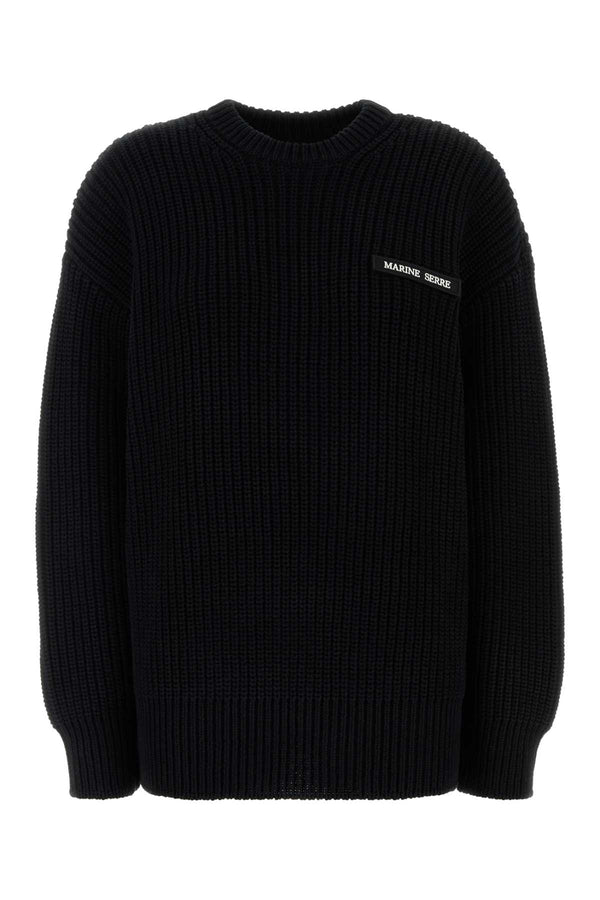 Marine Serre Cardigan 100% Cotton sweater in black