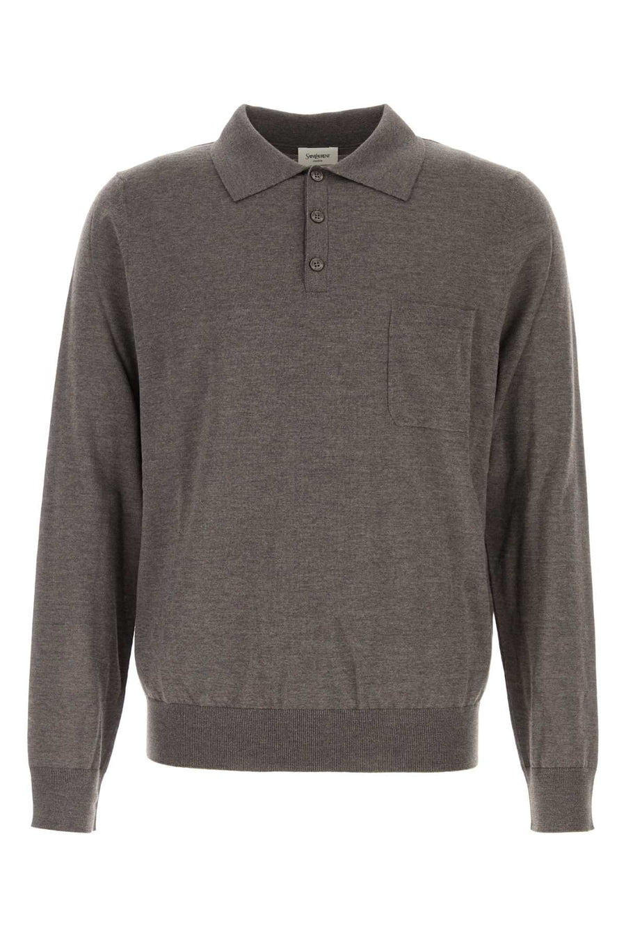 Saint Laurent Manches 100% Virgin wool polo shirt in gray