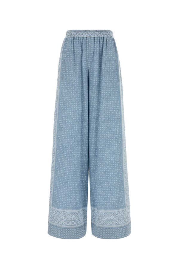 Ermanno Scervino 100% Silk trousers in blue