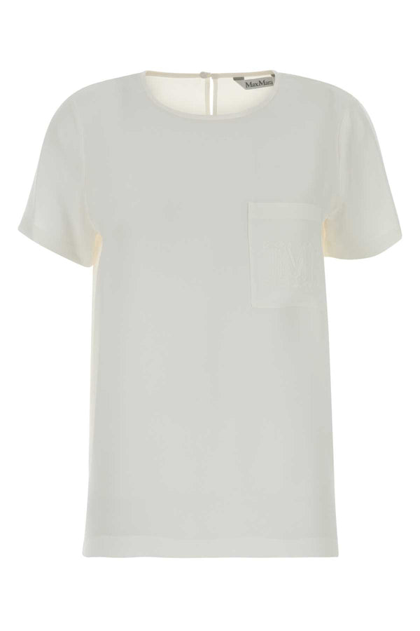 Max Mara Exterior: 100% Silk t-shirt in white