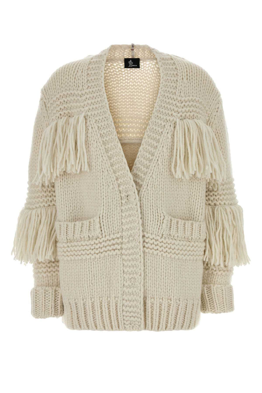 Moncler Grenoble 92% Virgin wool cardigan in beige
