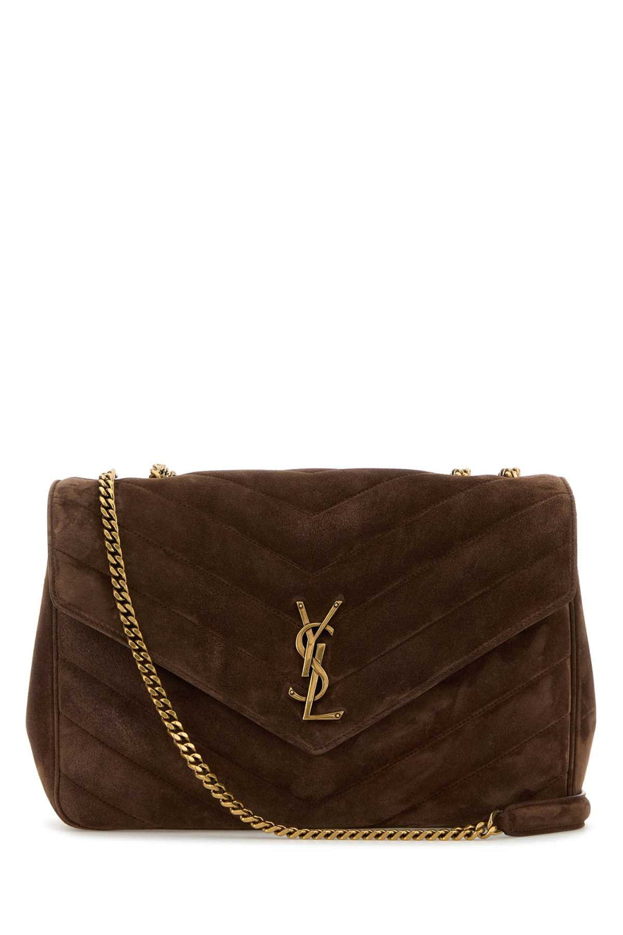 Saint Laurent Loulou Exterior: 100% Calf Lining: 100% Fabric Finishing: Antiqued golden metal shoulder bag in brown