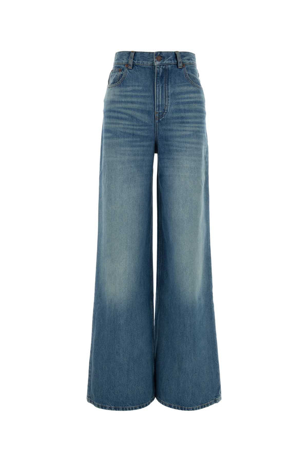 Chloé Outer shell: 100% cotton. Patch: 100% genuine leather calf (domestic Bos Taurus jeans in blue
