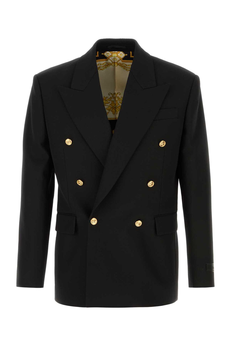 Versace Exterior: 100% Virgin wool; Lining: 100% Cupro blazer in black
