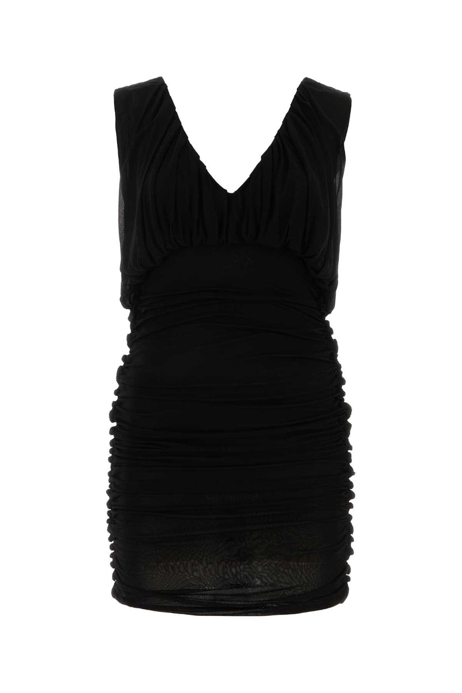 Saint Laurent 100% Cupro exterior and lining mini dress in black