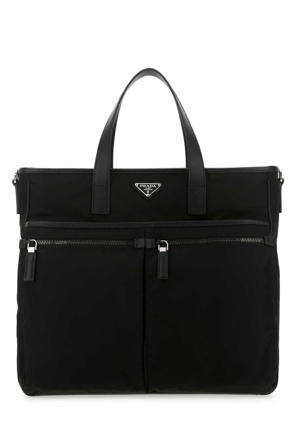 Prada 100% recycled polyamide top handle bag in black