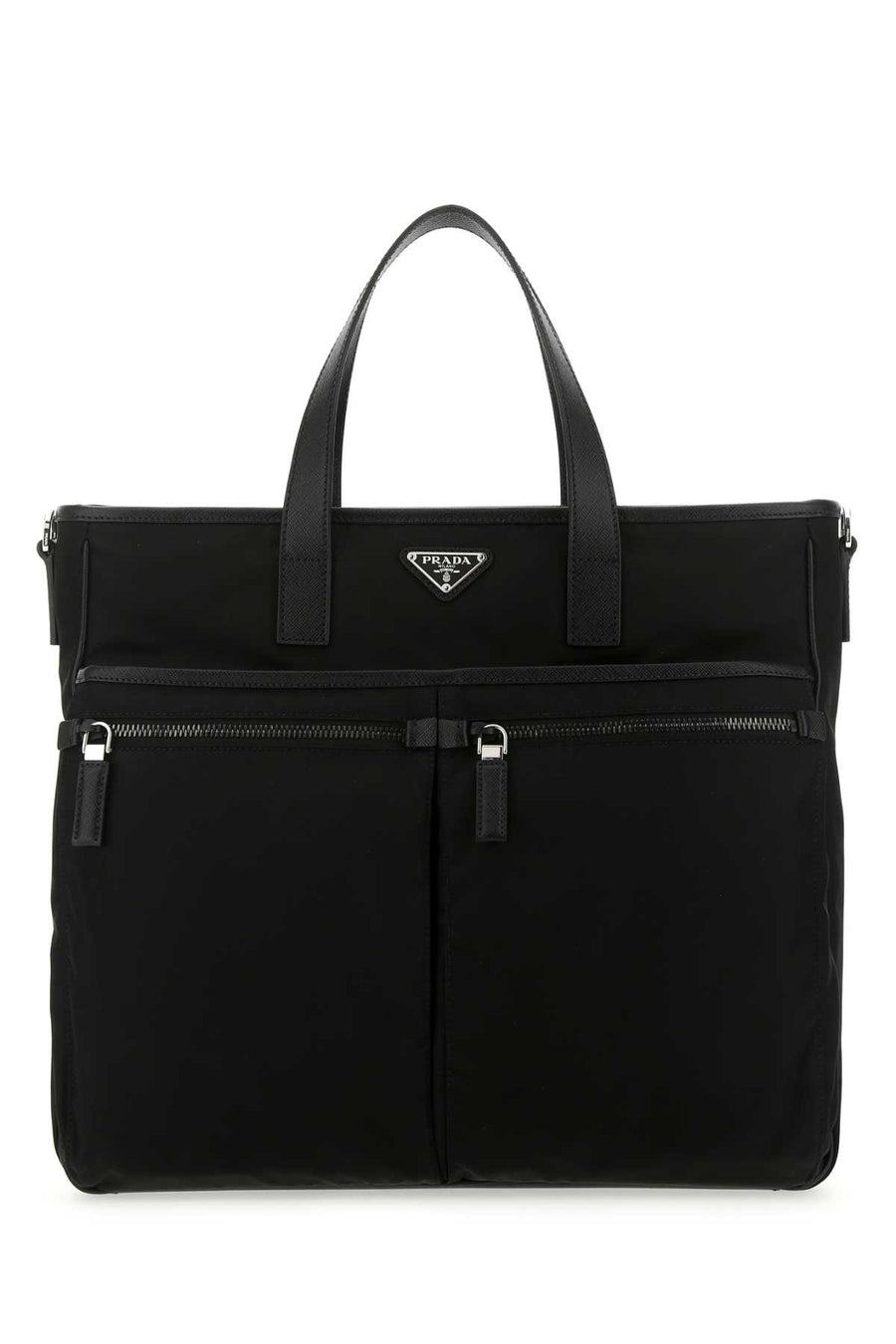 Prada 100% recycled polyamide top handle bag in black