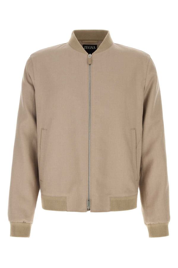 Zegna Lino Exterior: 100% Linen; Lining: 58% Cotton bomber jacket in beige