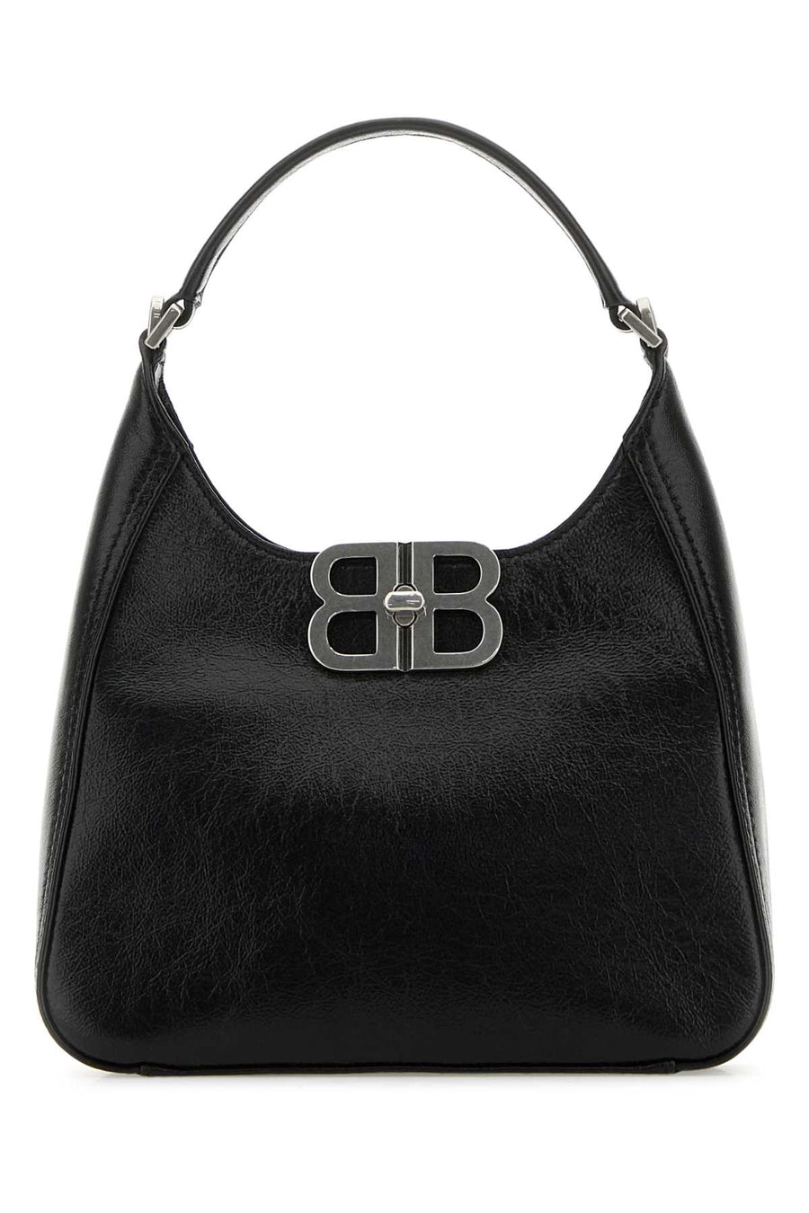 Balenciaga Soft Exterior: 100% Lamb; Lining: 100% Fabric; Finishing: Silver metal shoulder bag in black