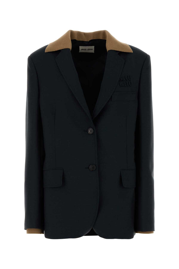 Miu Miu Exterior: 60% Mohair blazer in black