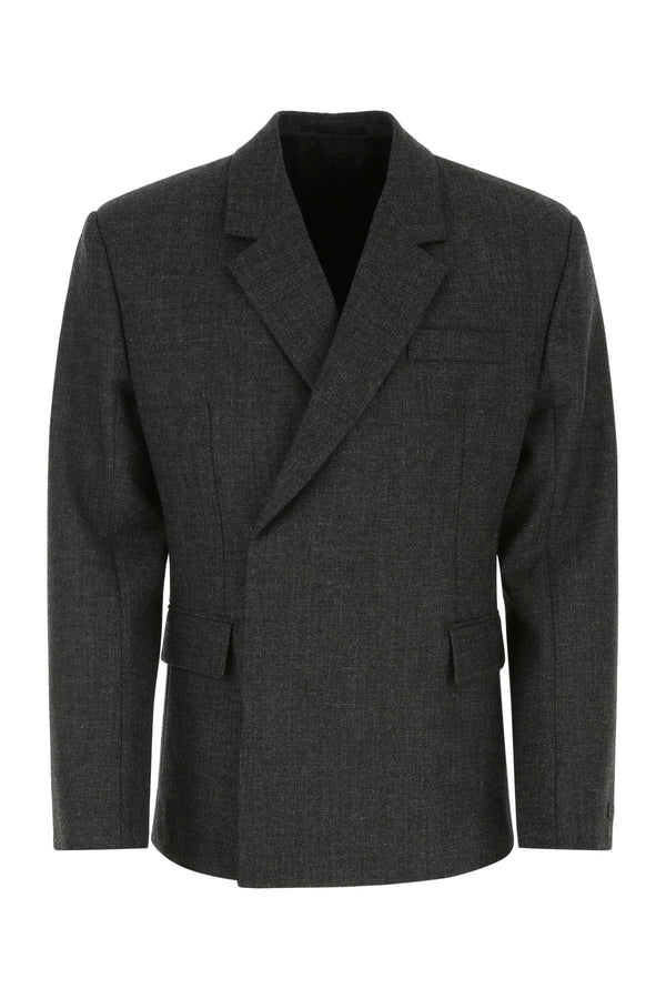 Prada Exterior: 100% Virgin wool; Lining: 100% Cupro blazer in gray
