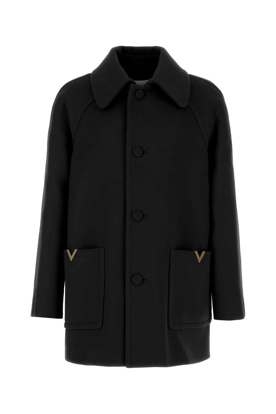 Valentino Garavani Vgold Exterior: 100% Virgin wool; Lining: 75% Acetate coat in black