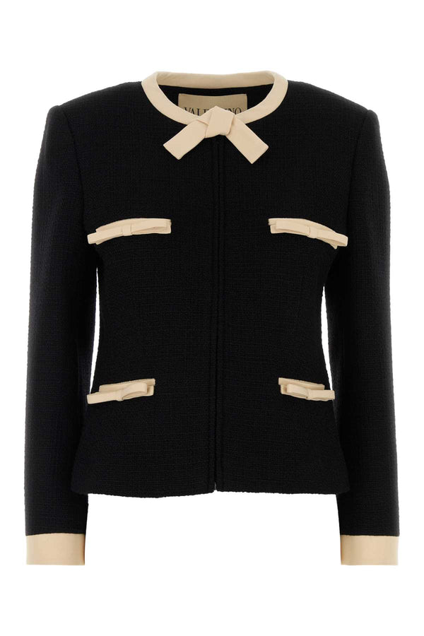 Valentino Garavani Exterior: 97% Virgin wool blazer in black