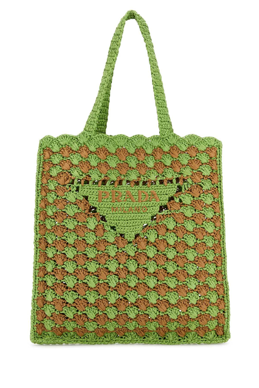 Prada Raffia and Calf Leather tote bag in green