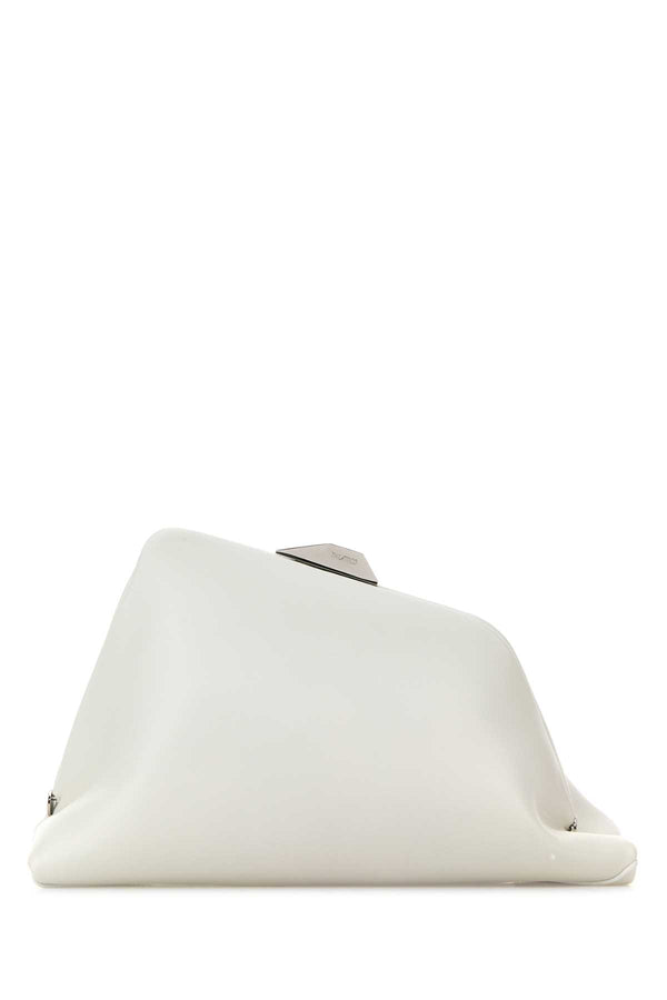 The Attico Shoulder Exterior: 100% Nappa leather; Lining: 100% Leather; Finishing: Silver metal clutch in white