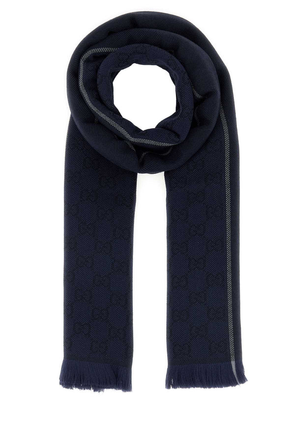 Gucci Gessy 100% Wool scarf in navy