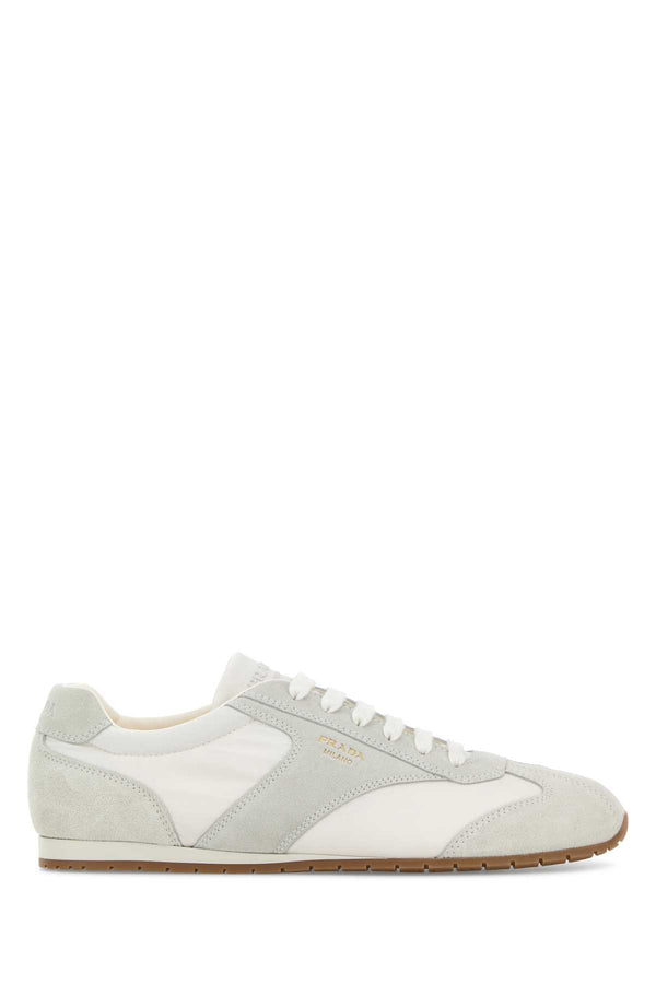 Prada Exterior: Suede sneaker in white