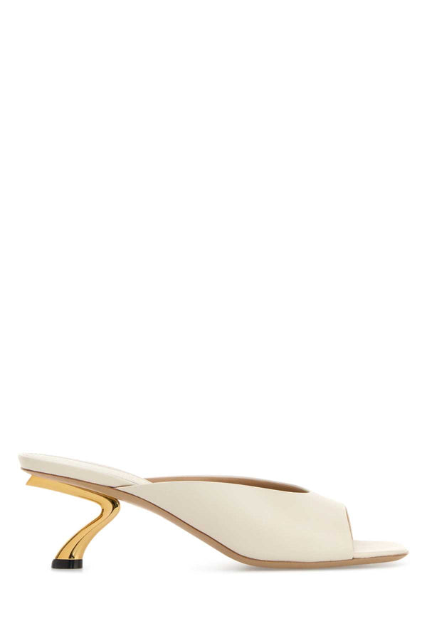 Ferragamo Tacco Exterior: 100% Leather; Interior: 100% Leather; Sole: Leather mule in ivory