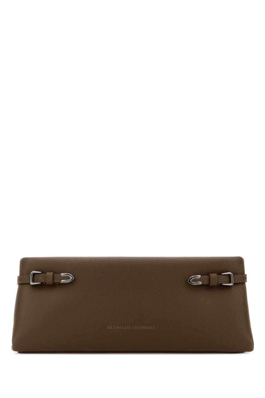 Brunello Cucinelli 100% Scottish red deer leather clutch in brown