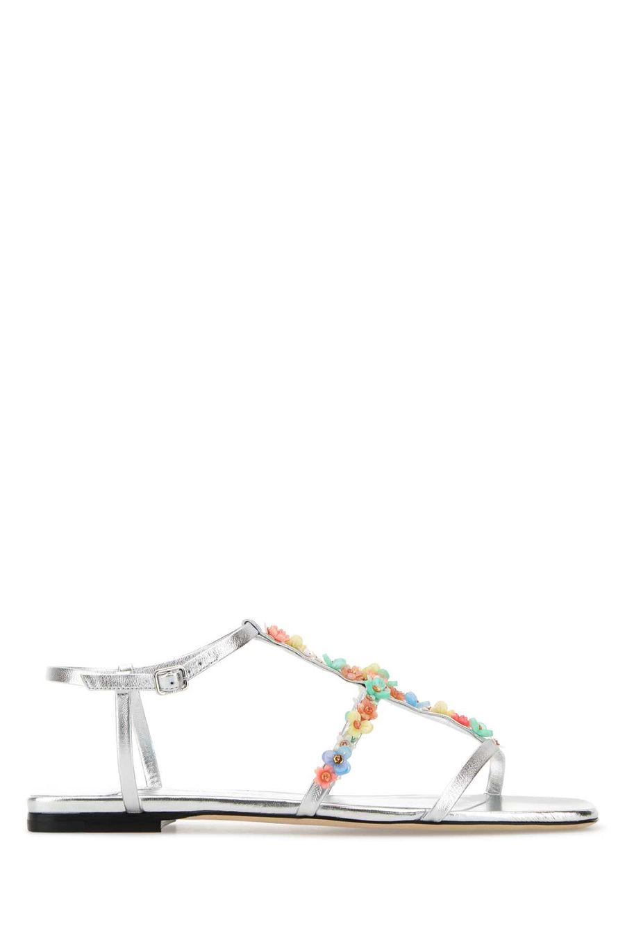 Jimmy Choo Exterior: 100% Nappa leather; Interior: 100% Leather; Sole: Leather sandal in silver