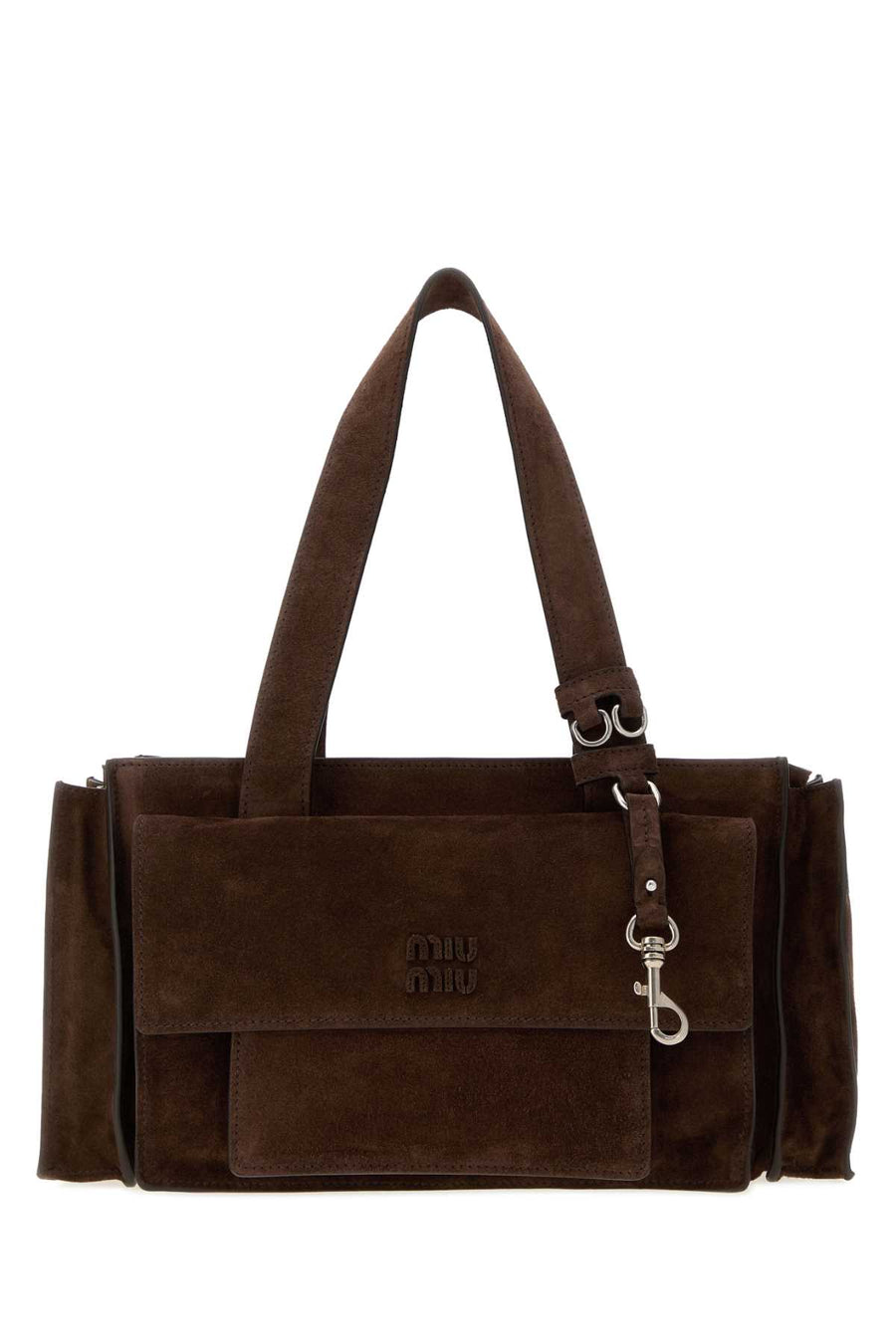 Miu Miu Exterior: 100% Suede; Lining: 100% Fabric; Finishing: Silver metal shoulder bag in brown