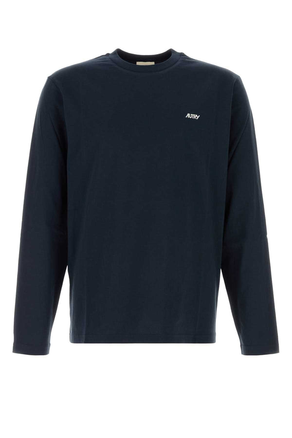 Autry Embroidered 100% Cotton long-sleeve t-shirt in navy