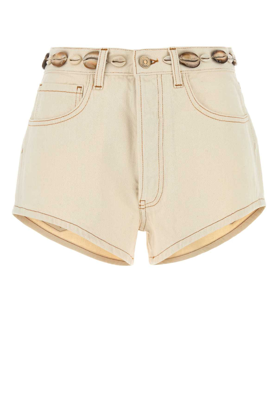 Alanui Dream 100% Cotton denim shorts in white