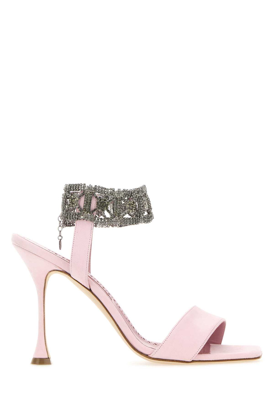 Manolo Blahnik Tacco Exterior: 100% Suede heel sandal in pink