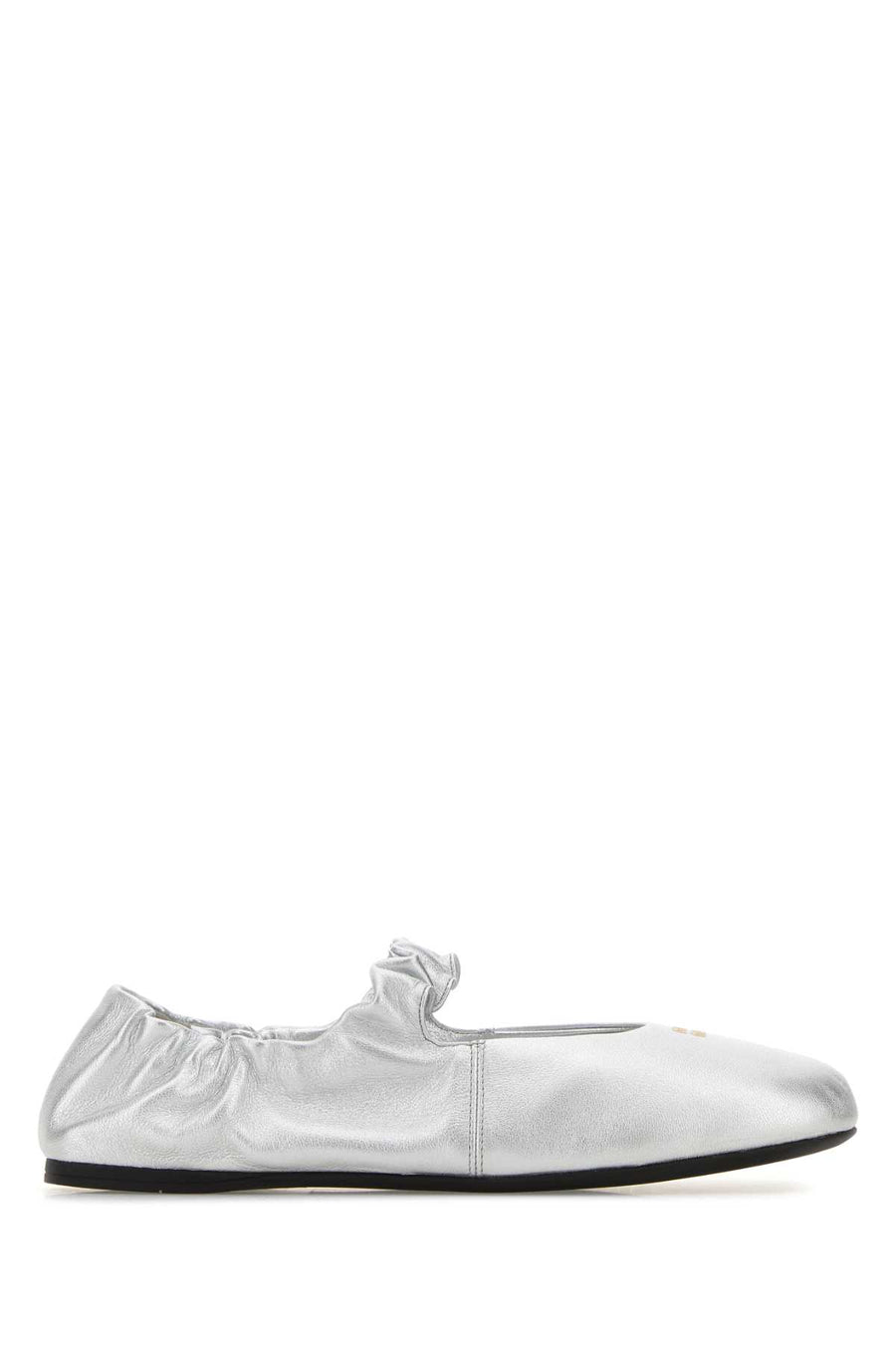 Miu Miu Exterior: 100% Leather; Interior: 100% Leather; Sole: Rubber ballet flat in silver
