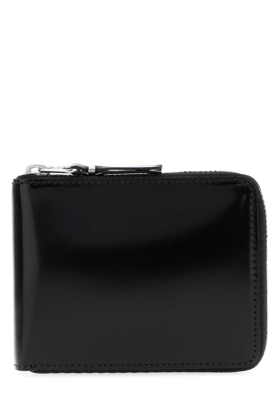 Comme des Garçons Inside Exterior: 100% Leather; Finishing: Silver metal wallet in black