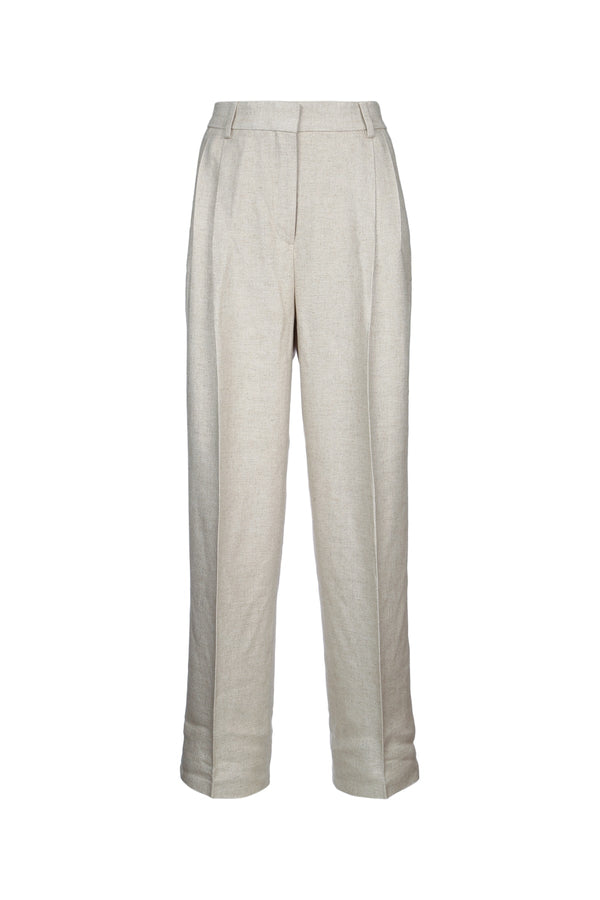 Toteme Straight Linen blend trousers in beige