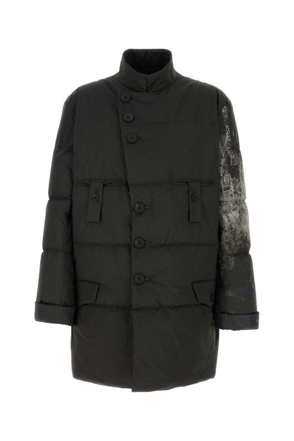 Yohji Yamamoto Padded Exterior: 100% Polyester down jacket in black