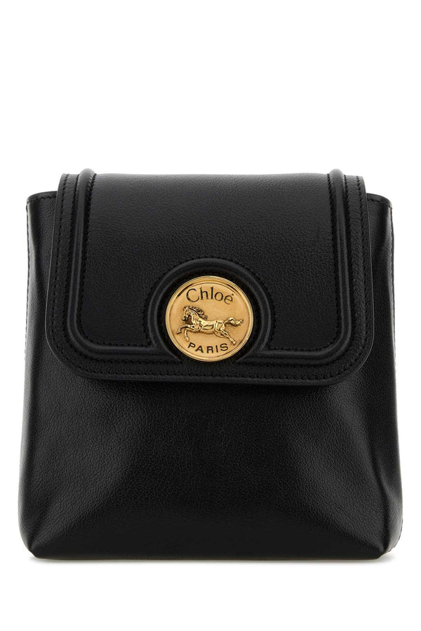 Chloé Horse 100% leather (water buffalo) with cotton/linen lining backpack in black