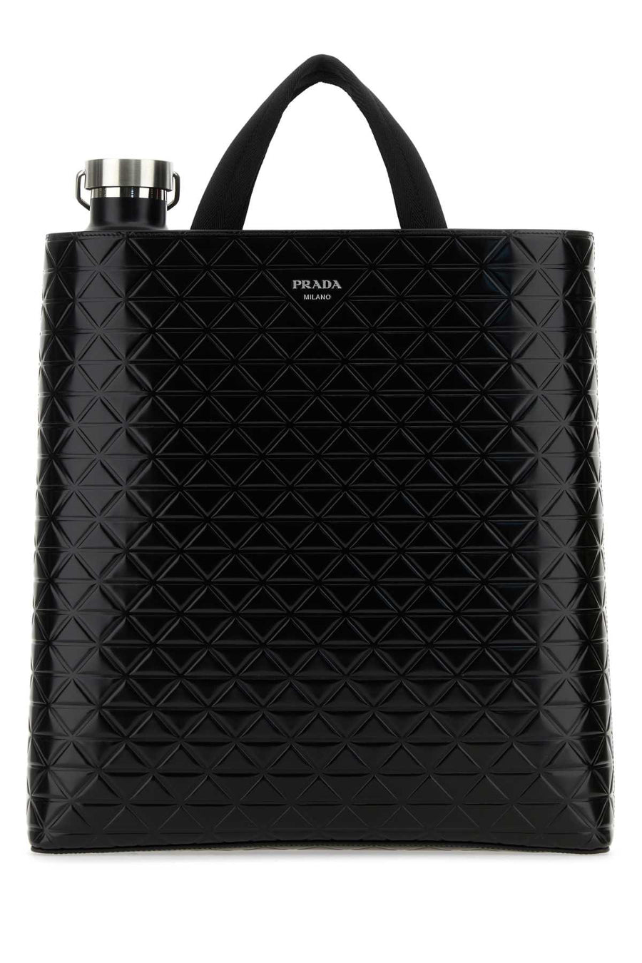 Prada 100% Vitello leather tote bag in black