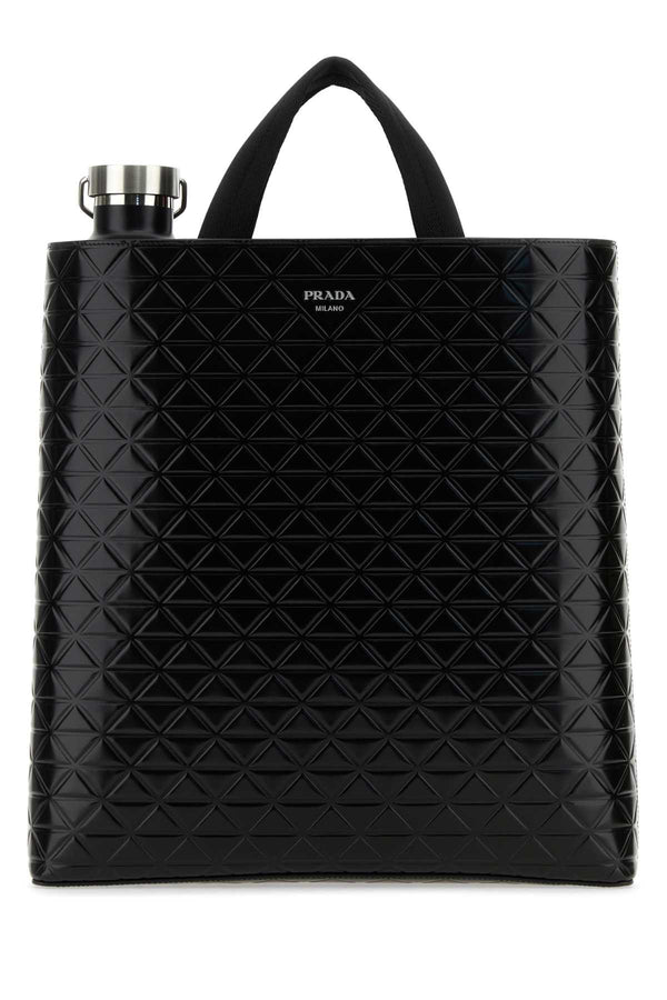Prada 100% Vitello leather tote bag in black