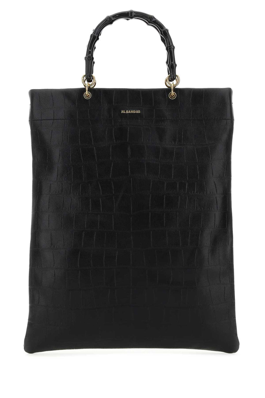 Jil Sander Exterior: 100% Leather; Finishing: Golden metal shoulder bag in black