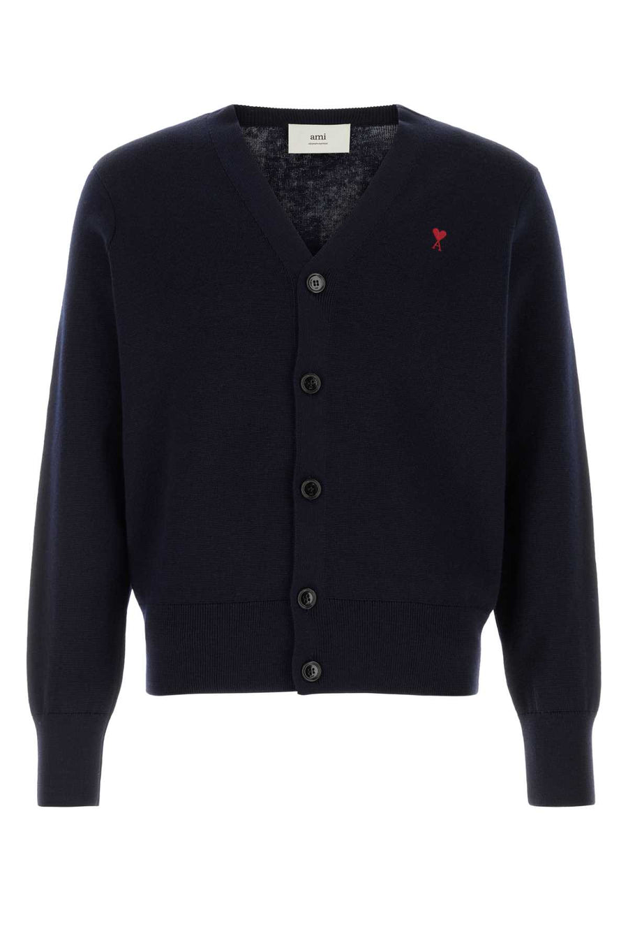 AMI Paris Merinos 100% Merino wool cardigan in navy