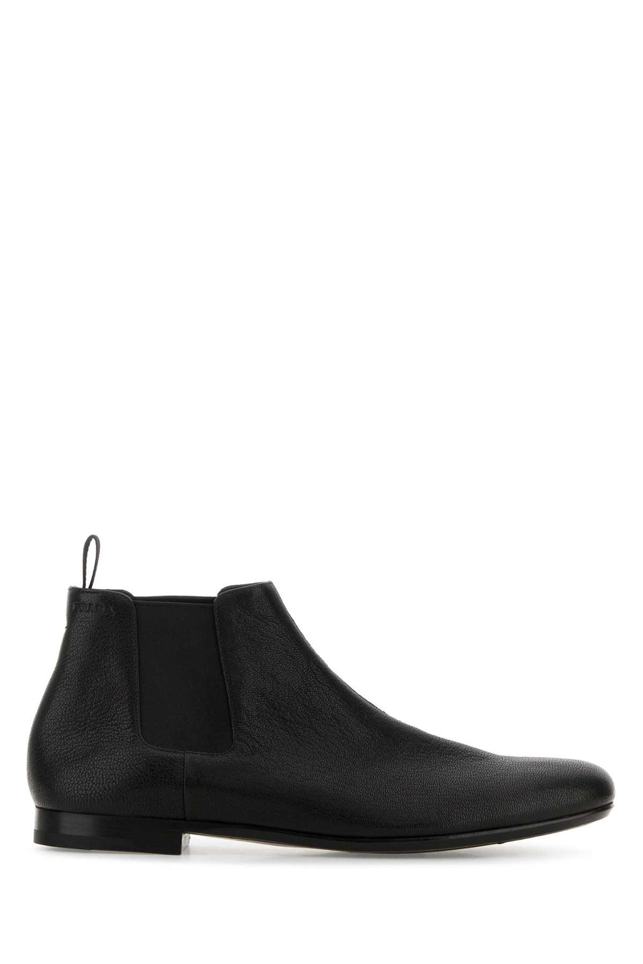 Prada Exterior: 100% Ovine leather; Interior: 100% Leather; Sole: Rubber chelsea boot in black
