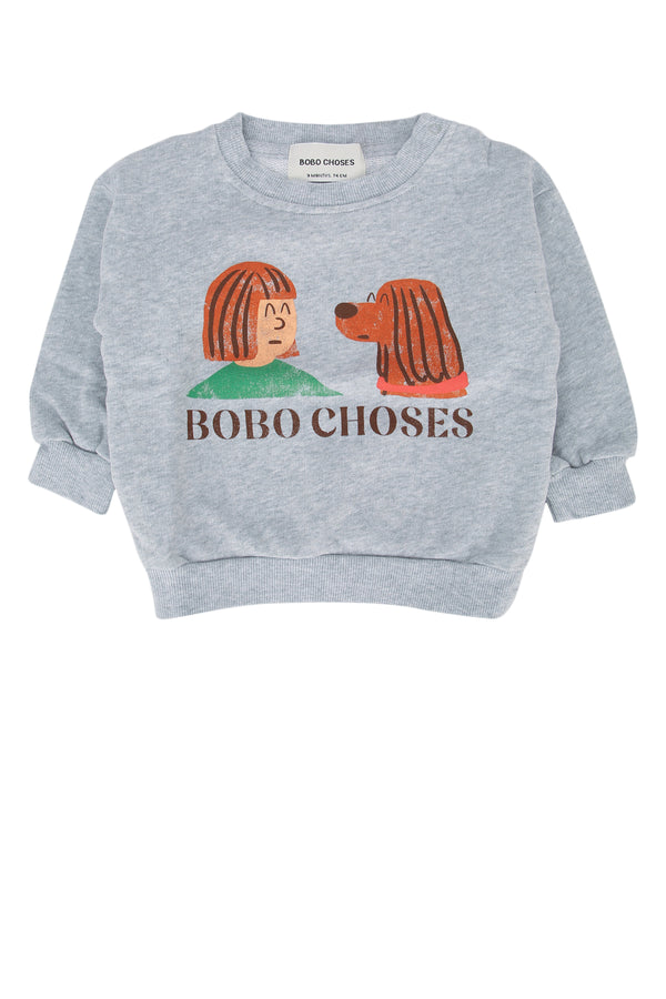 Bobo Choses Pickle 100% organic cotton sweatshirt in gray