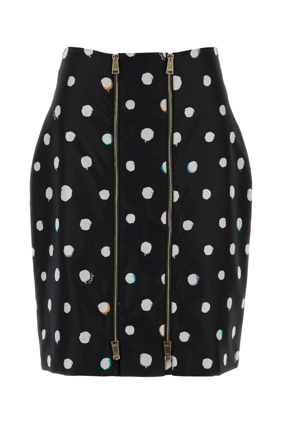 Fendi Dots 100% Silk skirt in black