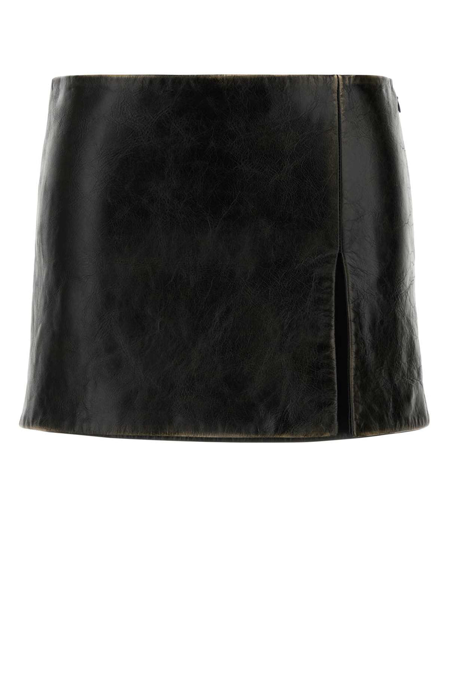Miu Miu Exterior: 100% Calf Leather; Lining: 93% Cupro 7% Elastane skirt in black