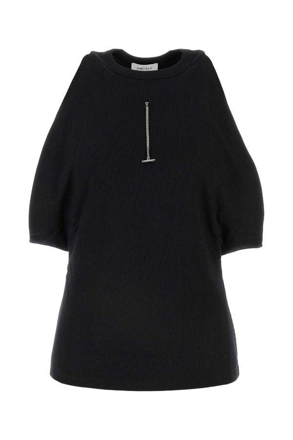 Alexander McQueen 97% Cotton top in black