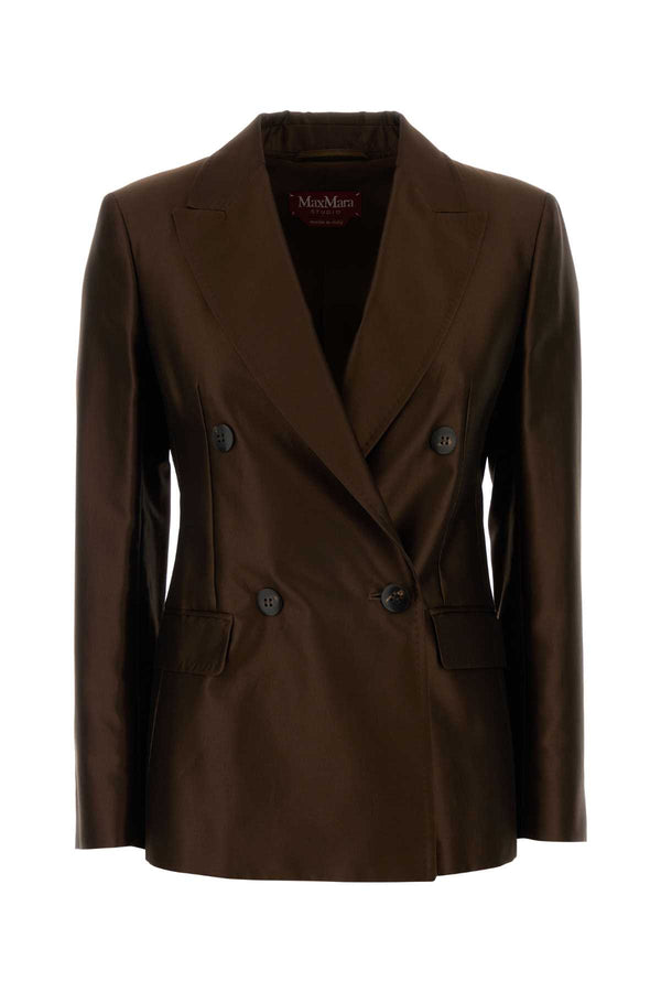 Mm Studio Exterior: 72% Cotton 28% Silk; Lining: 70% Acetate 30% Polyester blazer in brown