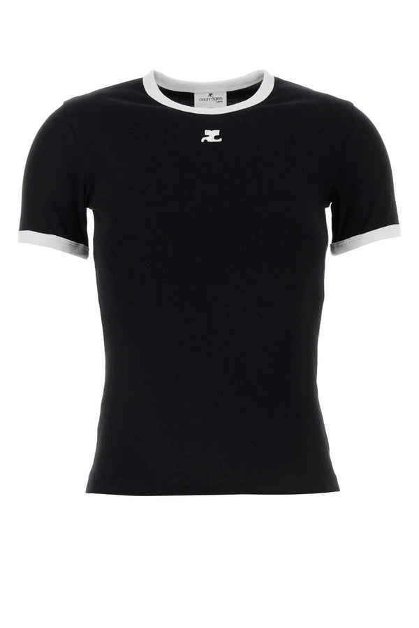 Courreges 100% Cotton t-shirt in black