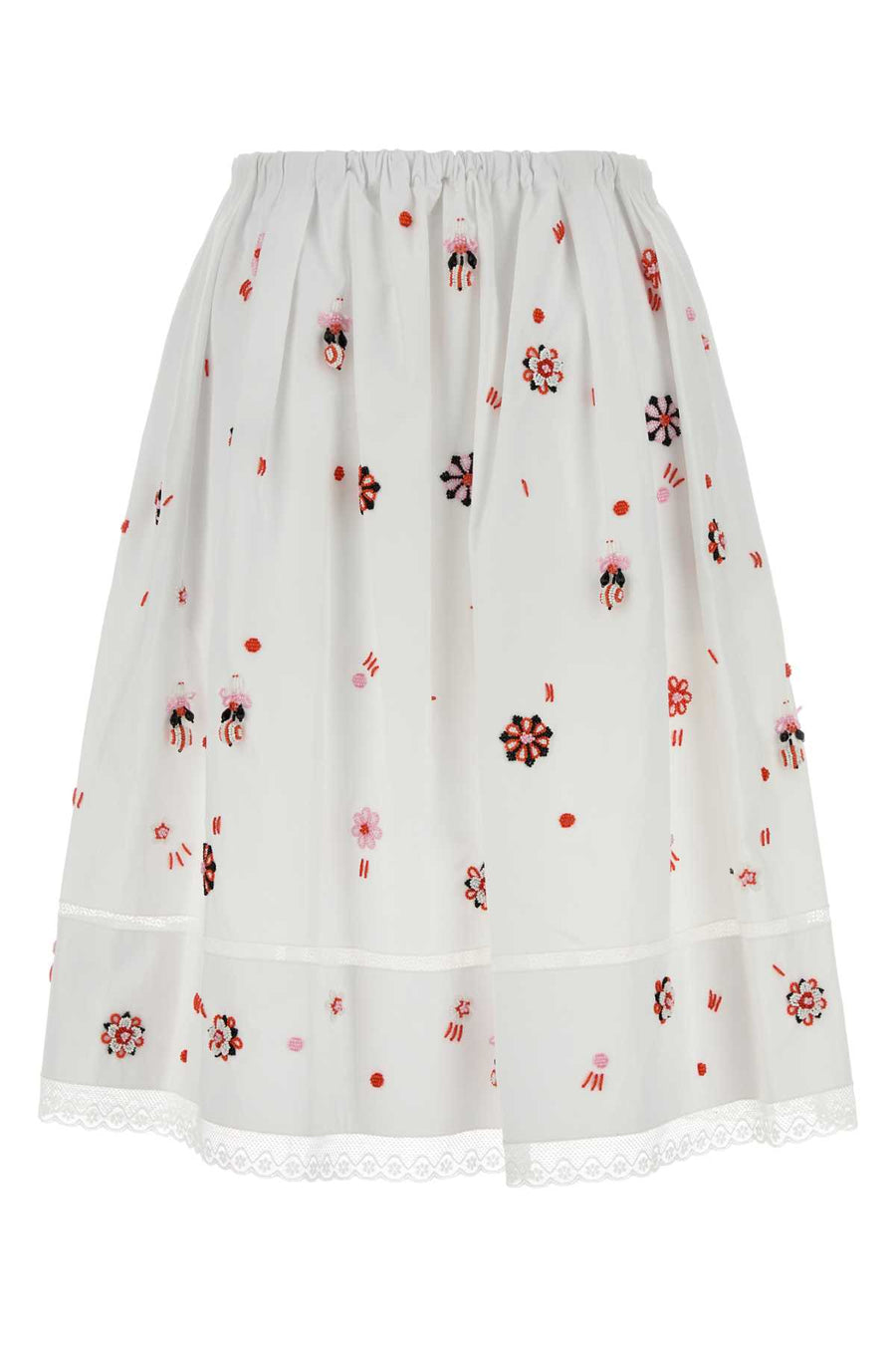 White Poplin Skirt Bianco Exterior: Cotton Gonne
