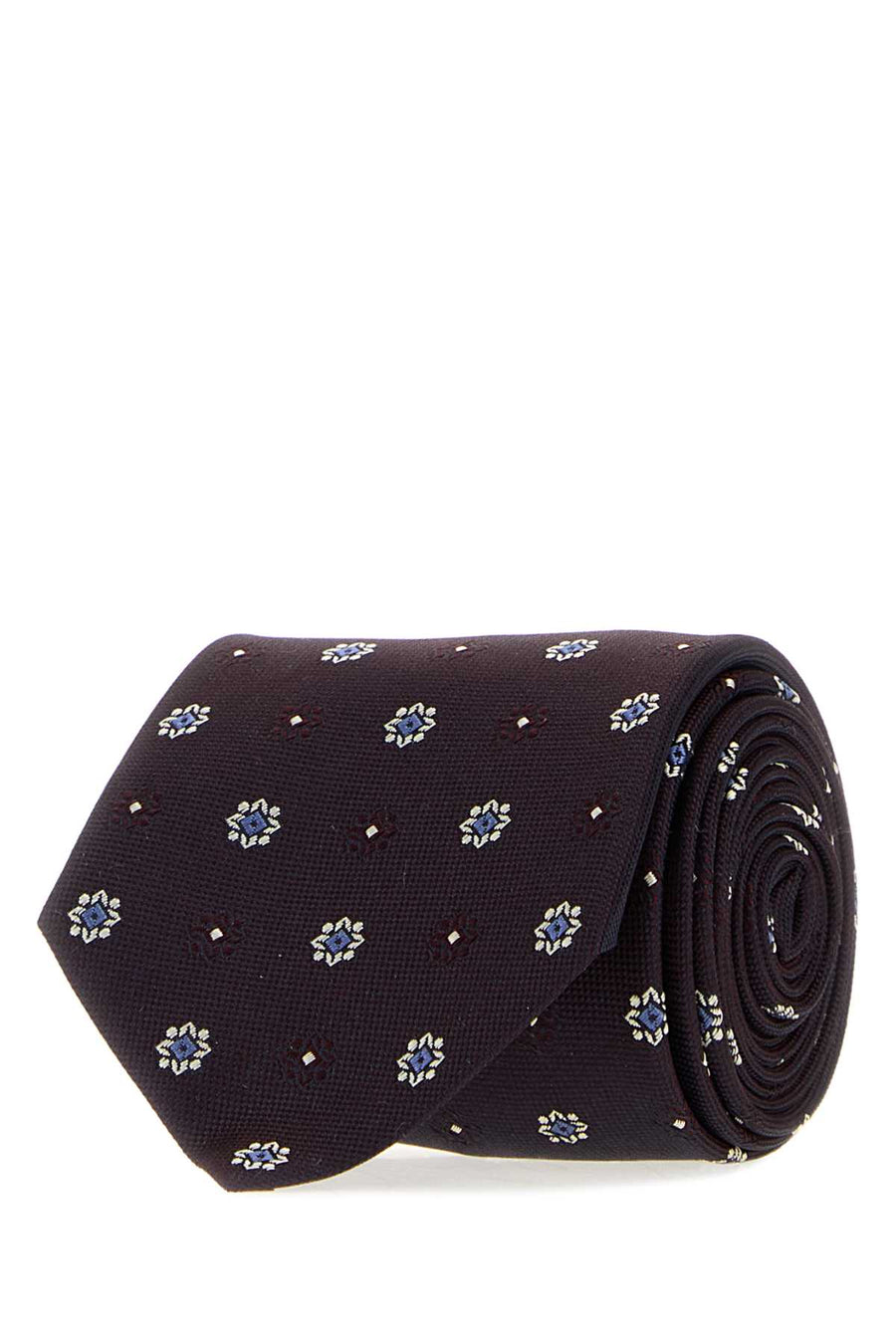Embroidered Jacquard Tie Bordeauxivory Exterior: Silk Lining: Cravatte E Papillon