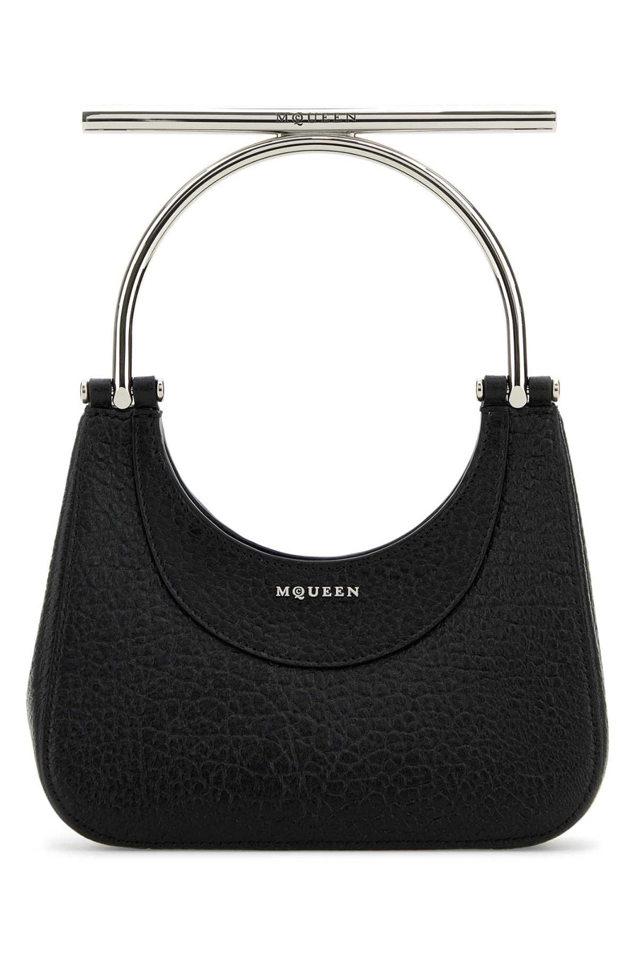 Alexander McQueen Exterior: 100% Lamb; Lining: 100% Nappa leather; Finishing: Silver metal shoulder bag in black