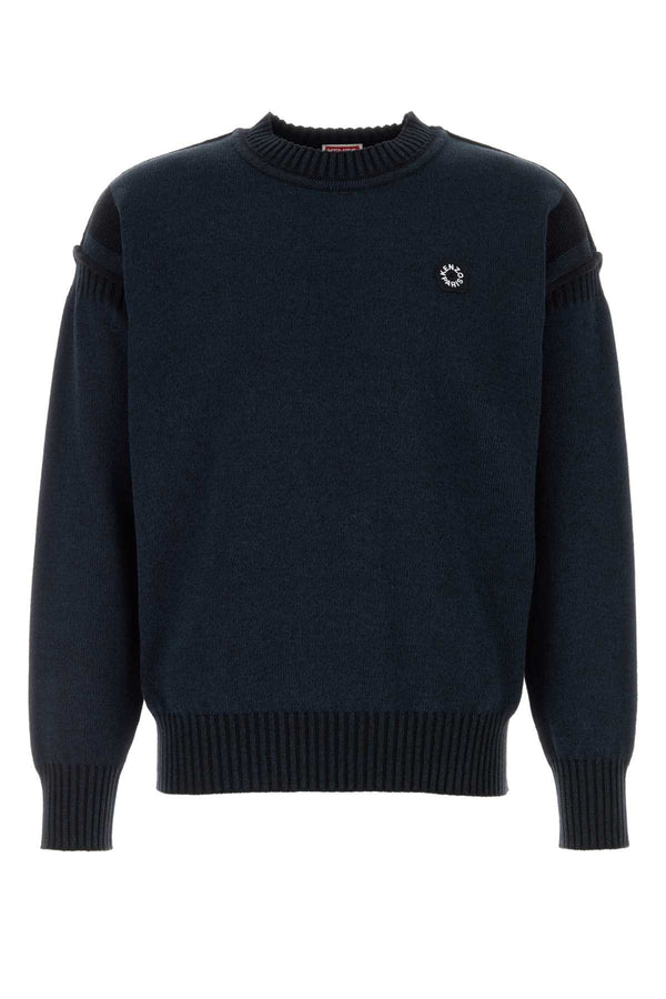 Kenzo Flower 92% Cotton sweater in navy